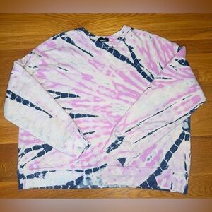 Monrow Pink Blue Tie Dye Sweatshirt Medium 100% Cotton Crewneck Pullover